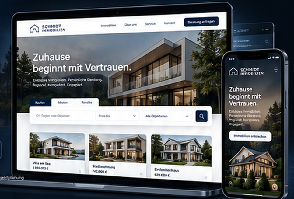 Visualisierung einer hochwertigen Immobilienwebsite